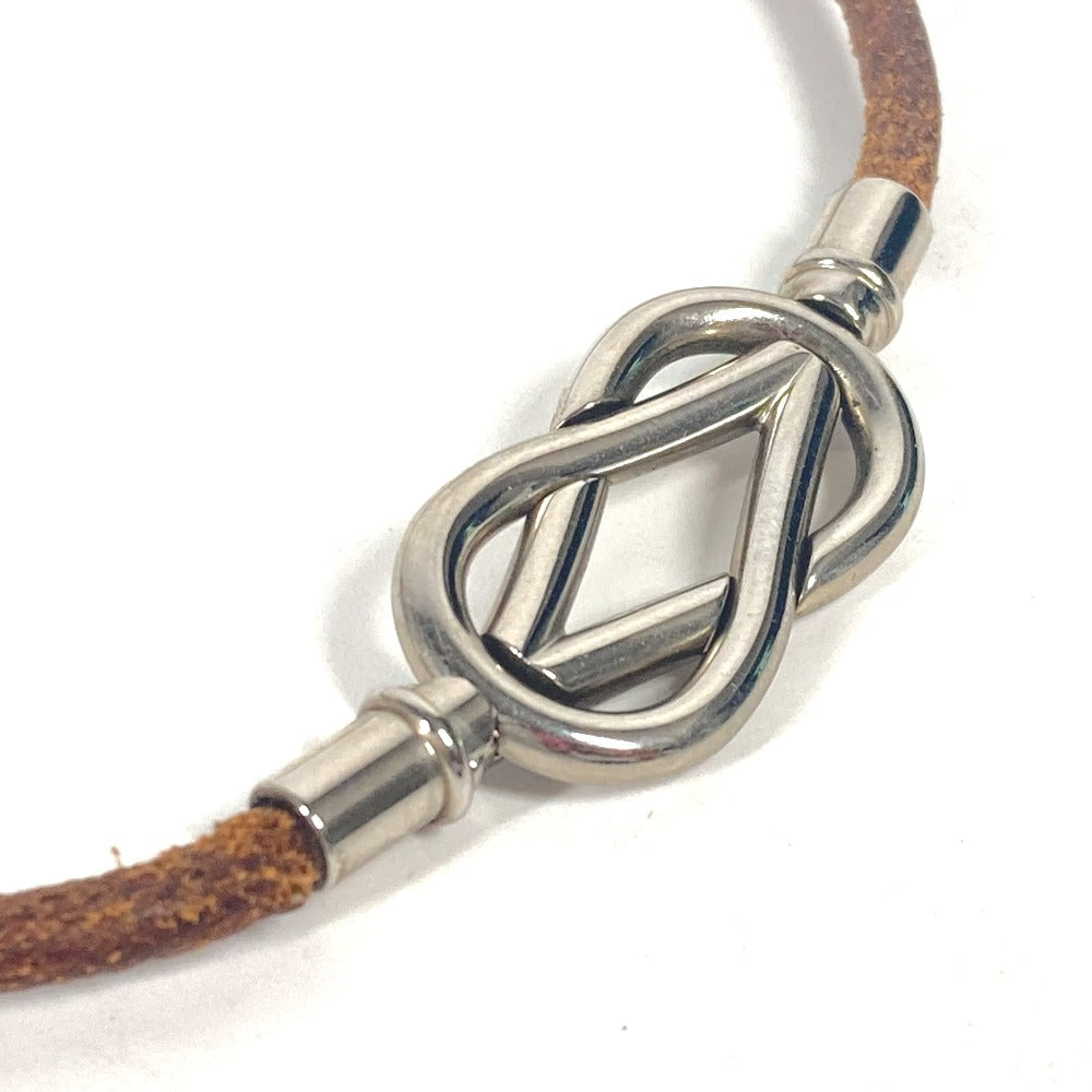 HERMES choker leather Brown Necklace Head mens Used