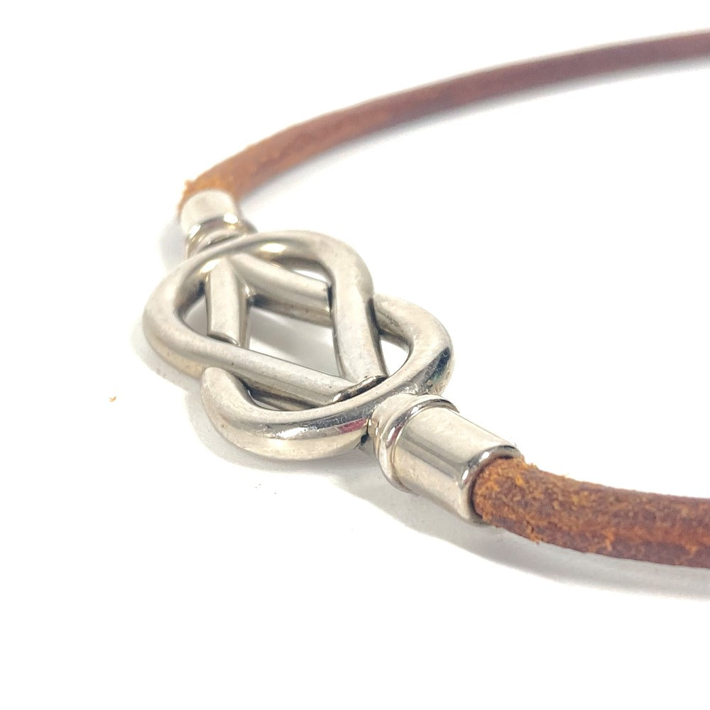 HERMES choker leather Brown Necklace Head mens Used