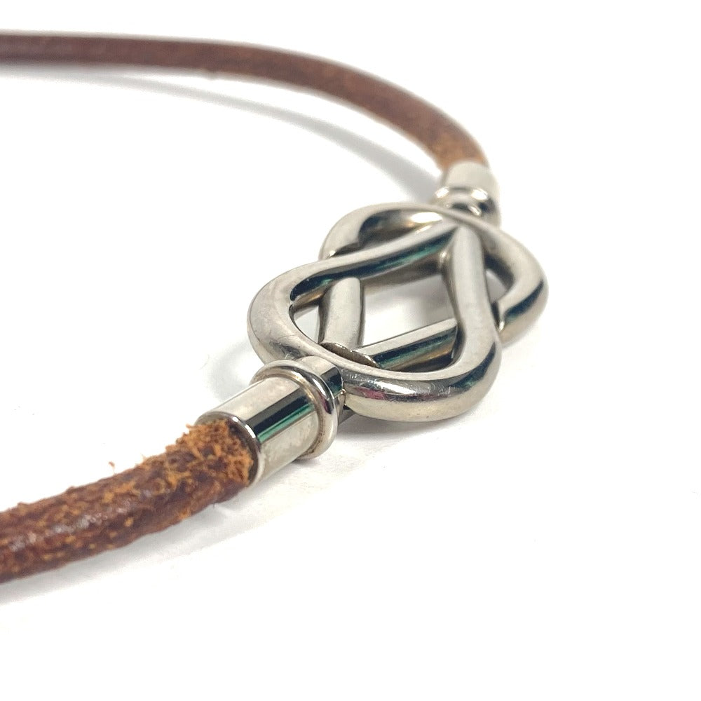 HERMES choker leather Brown Necklace Head mens Used