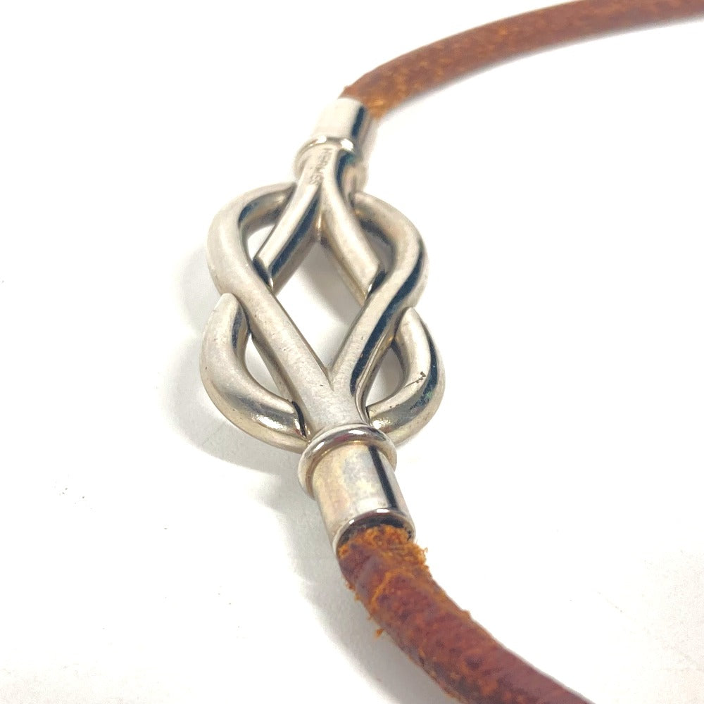 HERMES choker leather Brown Necklace Head mens Used