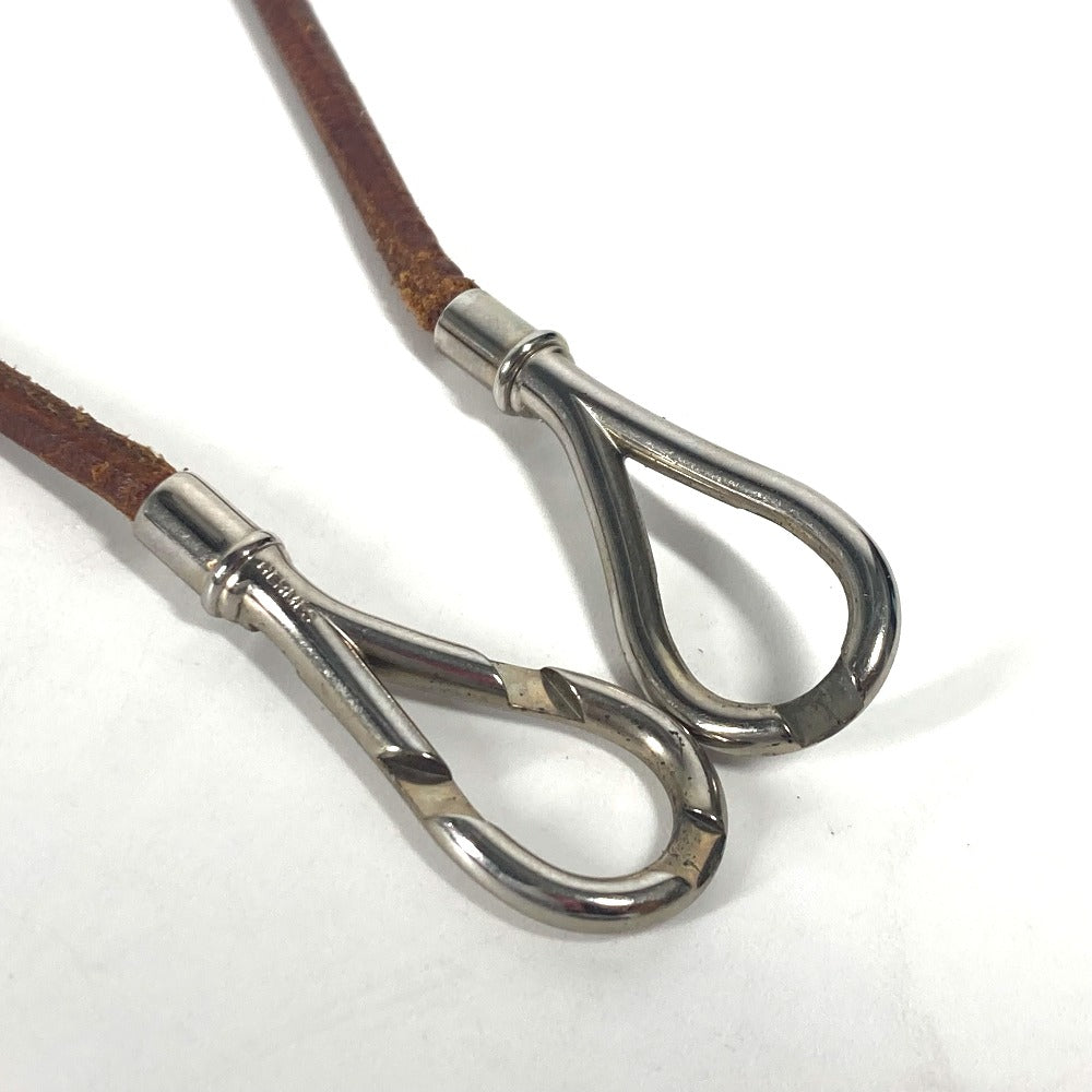 HERMES choker leather Brown Necklace Head mens Used