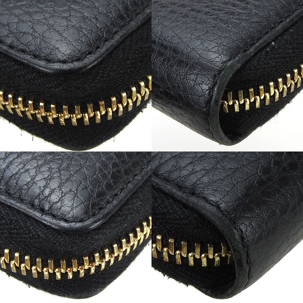 GUCCI Long Wallet Purse 456117 leather black GG Marmont Women Used