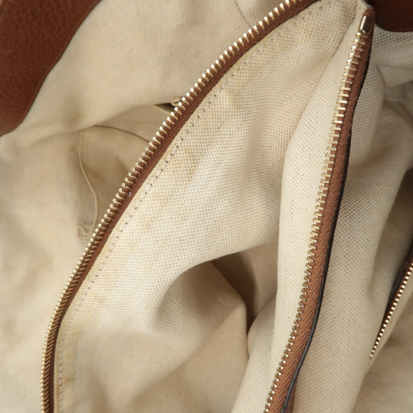 GUCCI Bamboo GG Canvas Leather Tote Bag Beige Brown 269954