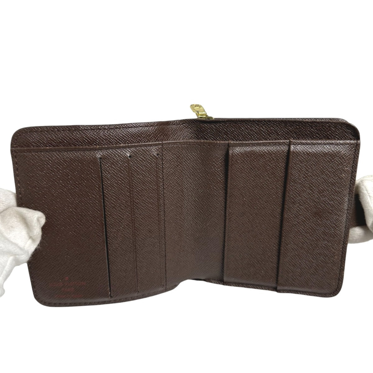 LOUIS VUITTON Bifold Wallet N61668 Damier canvas Brown Wallet with pocket zipper for cards Damier Compact zip unisex(Unisex) Used