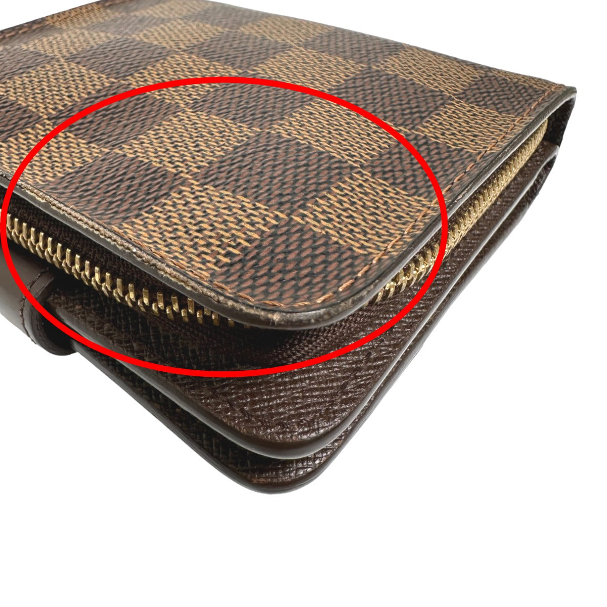 LOUIS VUITTON Bifold Wallet N61668 Damier canvas Brown Wallet with pocket zipper for cards Damier Compact zip unisex(Unisex) Used