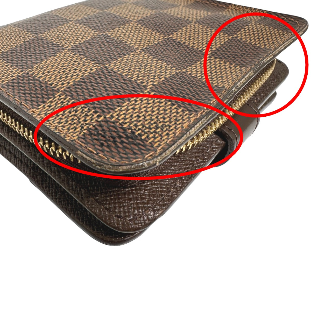 LOUIS VUITTON Bifold Wallet N61668 Damier canvas Brown Wallet with pocket zipper for cards Damier Compact zip unisex(Unisex) Used