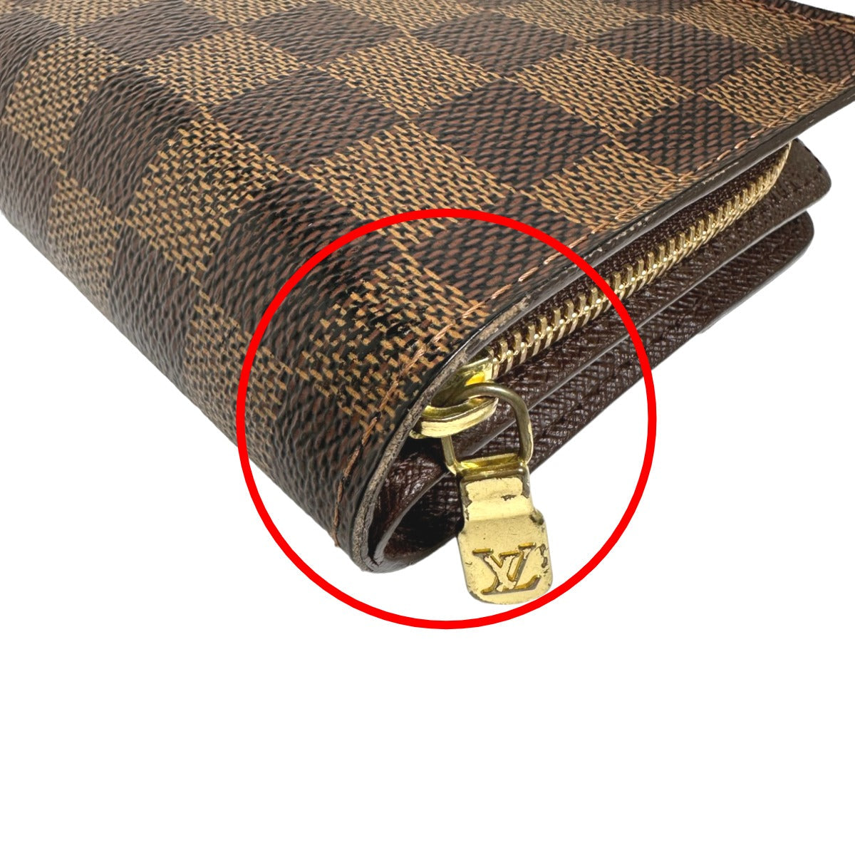 LOUIS VUITTON Bifold Wallet N61668 Damier canvas Brown Wallet with pocket zipper for cards Damier Compact zip unisex(Unisex) Used