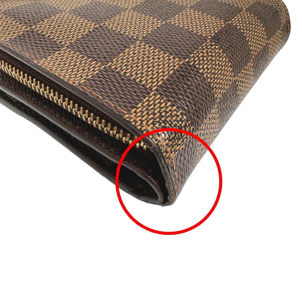 LOUIS VUITTON Bifold Wallet N61668 Damier canvas Brown Wallet with pocket zipper for cards Damier Compact zip unisex(Unisex) Used