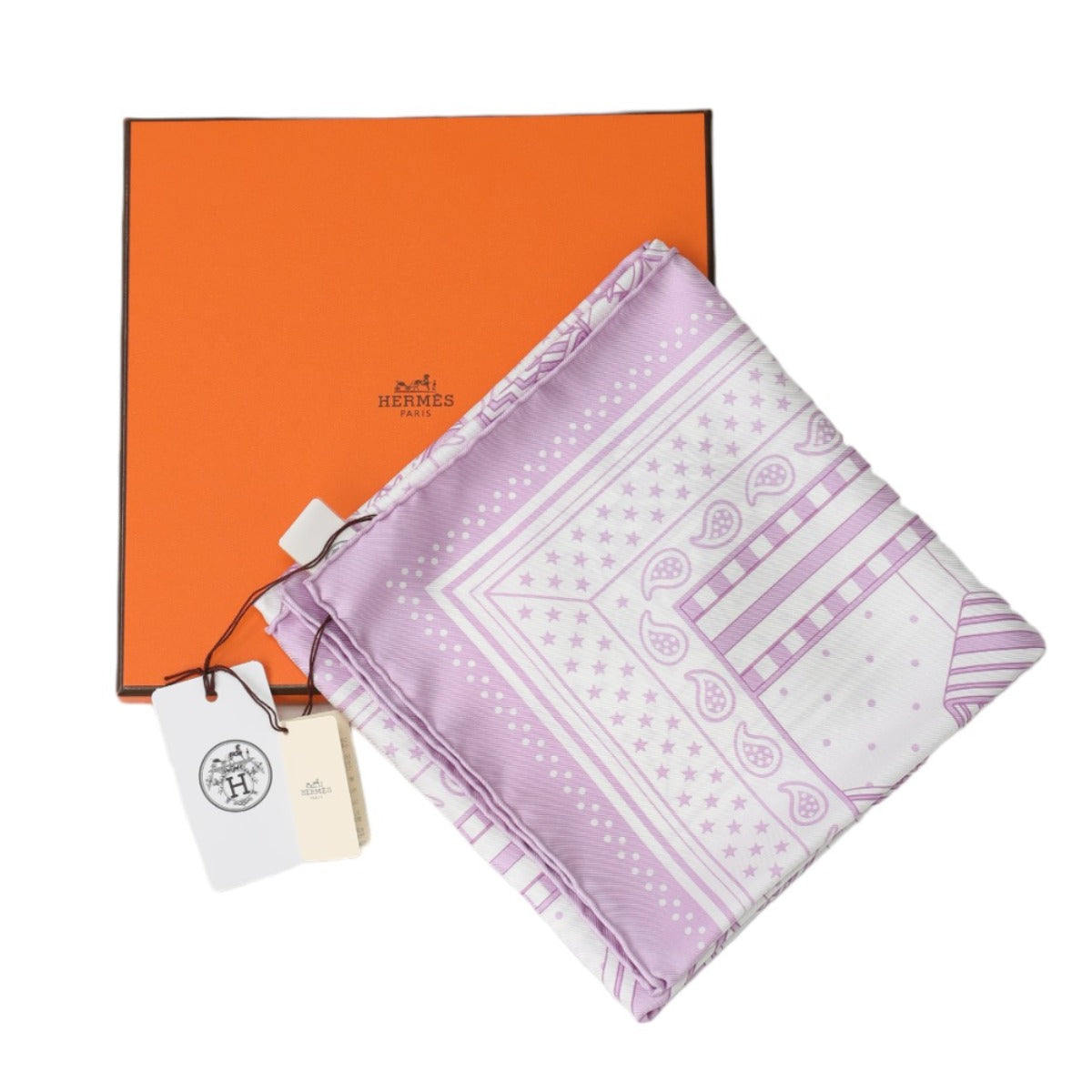 HERMES scarf silk purple Stall zigzag sangre Carre55 Women Used