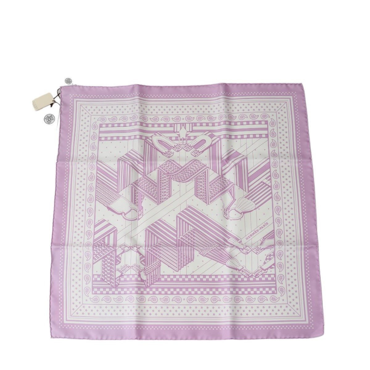 HERMES scarf silk purple Stall zigzag sangre Carre55 Women Used