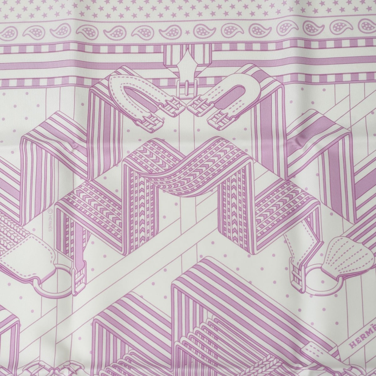 HERMES scarf silk purple Stall zigzag sangre Carre55 Women Used