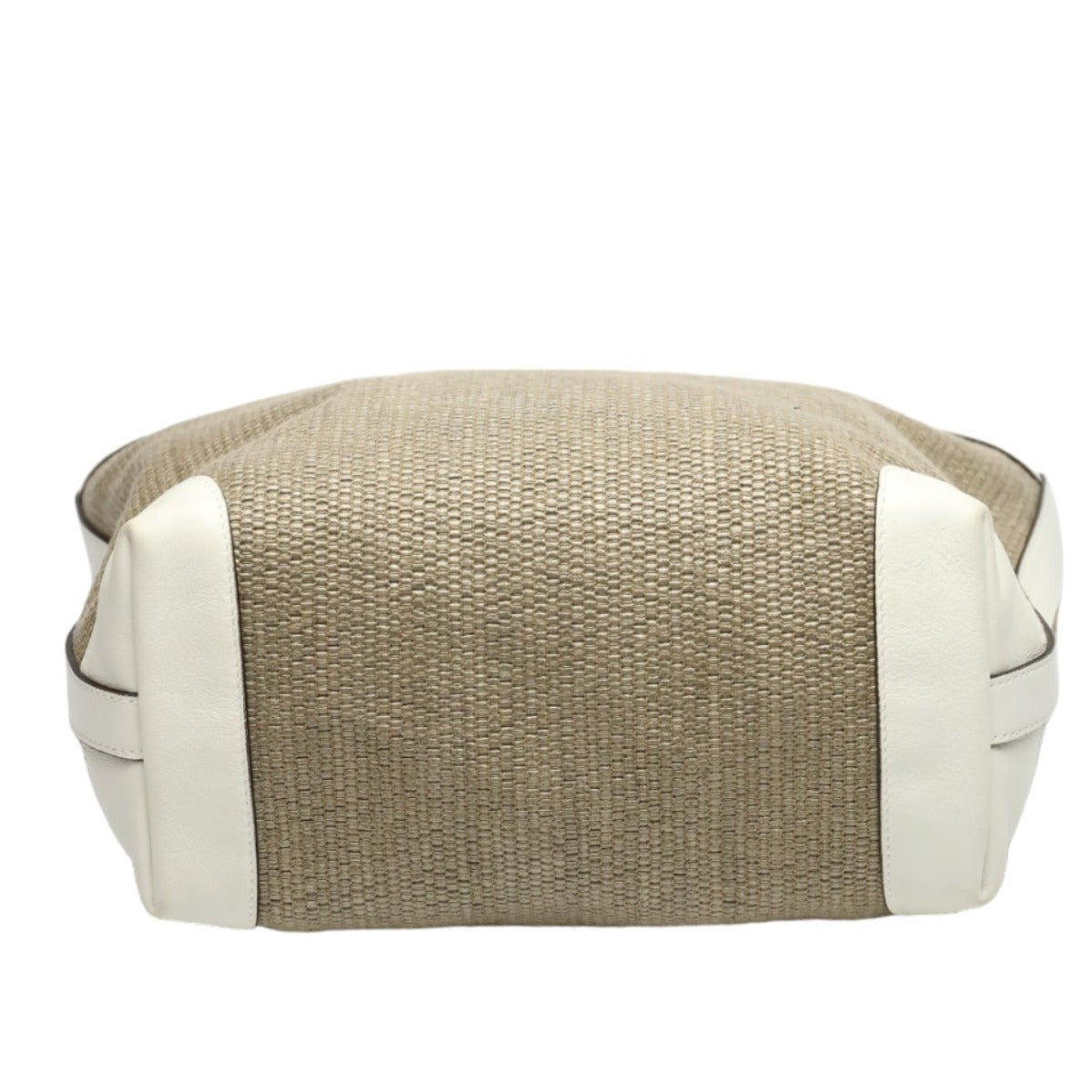 GUCCI Handbag 311175 canvas Beige x white Handbag Straw leather Bamboo Shopper Women Used