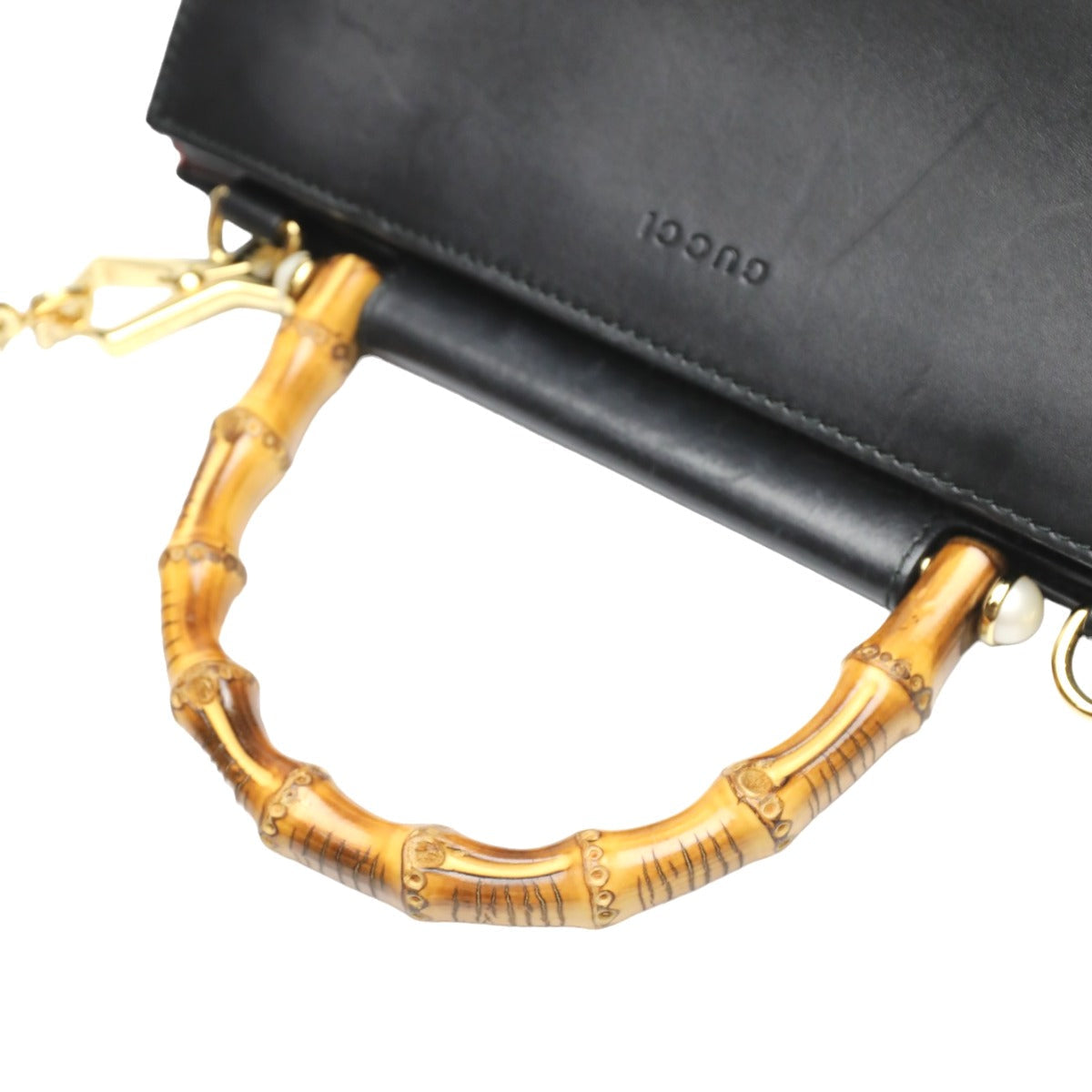 GUCCI Handbag 459076 leather black Bamboo leather 2 way bag Women Used