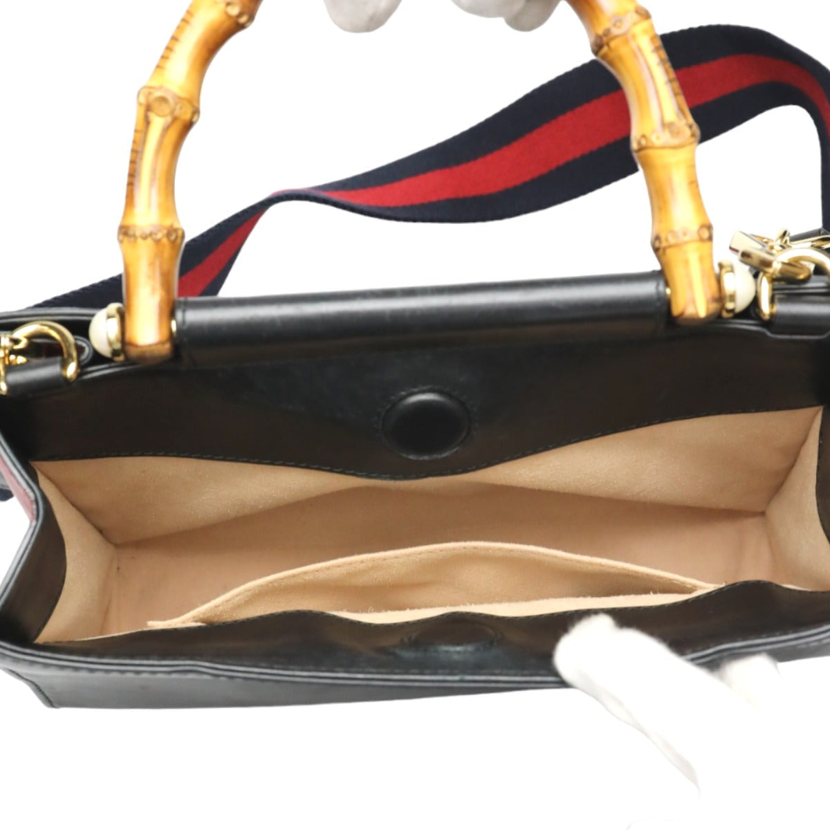 GUCCI Handbag 459076 leather black Bamboo leather 2 way bag Women Used