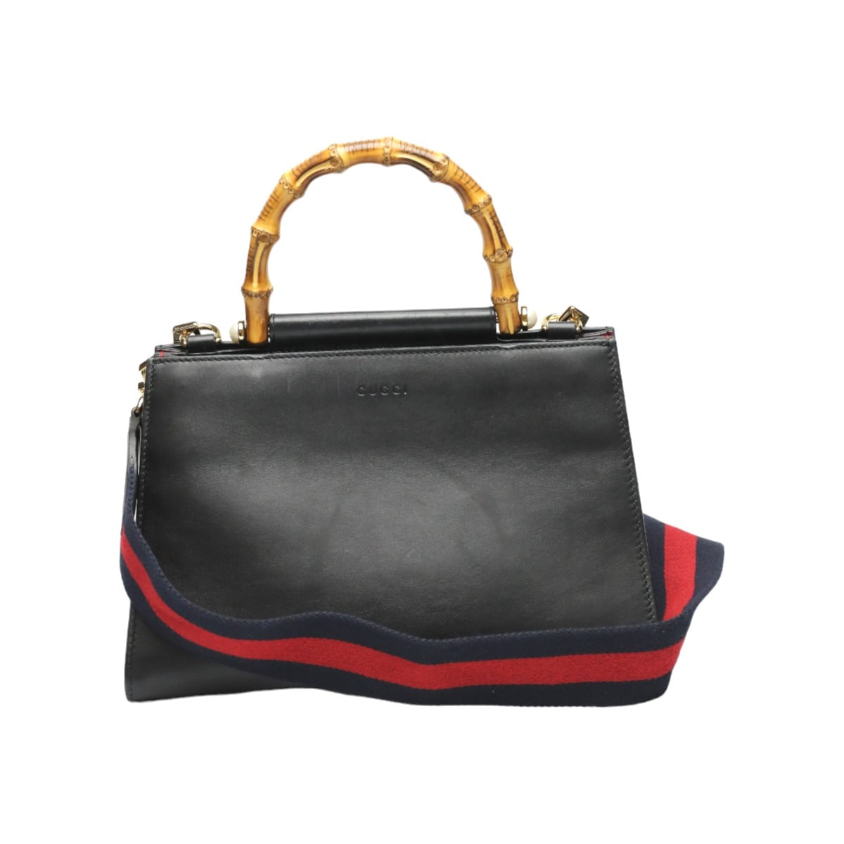 GUCCI Handbag 459076 leather black Bamboo leather 2 way bag Women Used