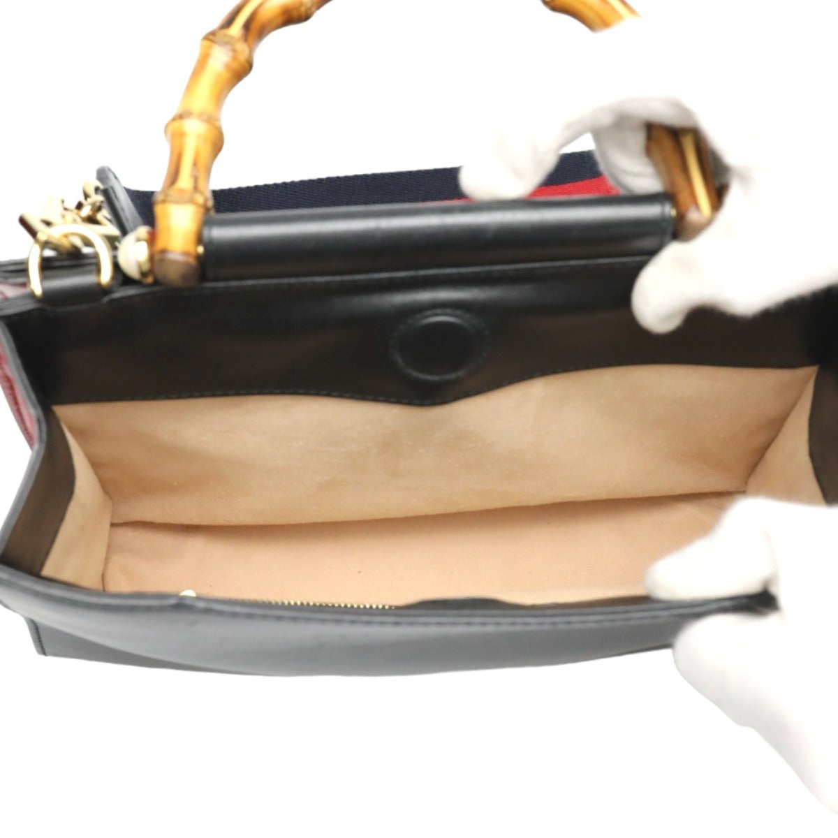 GUCCI Handbag 459076 leather black Bamboo leather 2 way bag Women Used