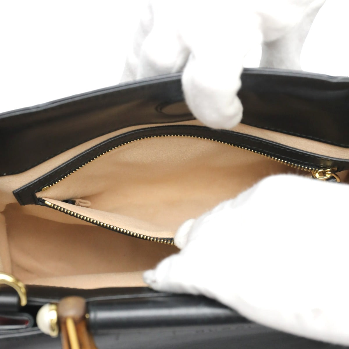 GUCCI Handbag 459076 leather black Bamboo leather 2 way bag Women Used