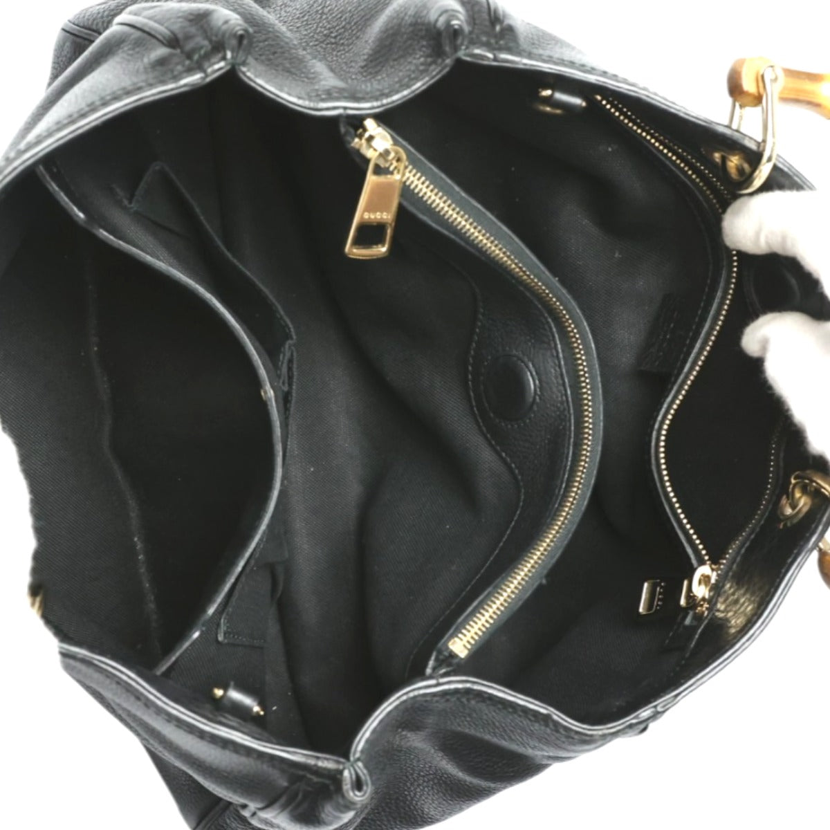 GUCCI Handbag 323660 leather black leather Bamboo shopper
