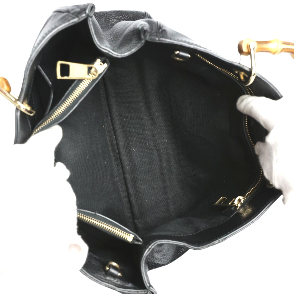 GUCCI Handbag 323660 leather black leather Bamboo shopper