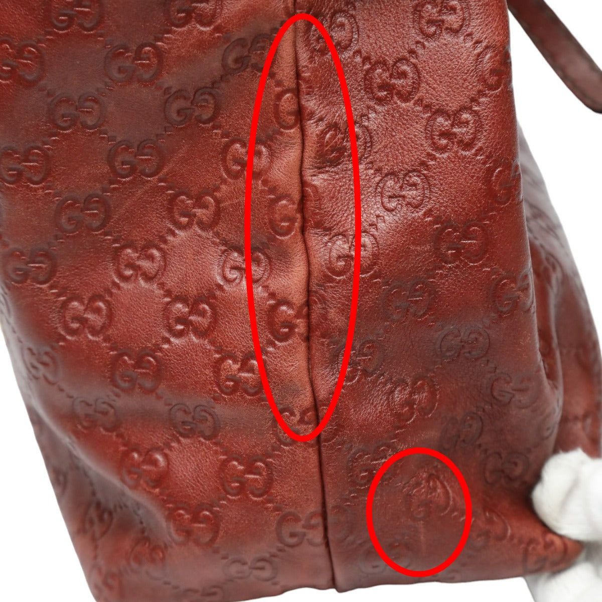 GUCCI Tote Bag 207291 leather Red Handbag Guccisima 207291 Women Used