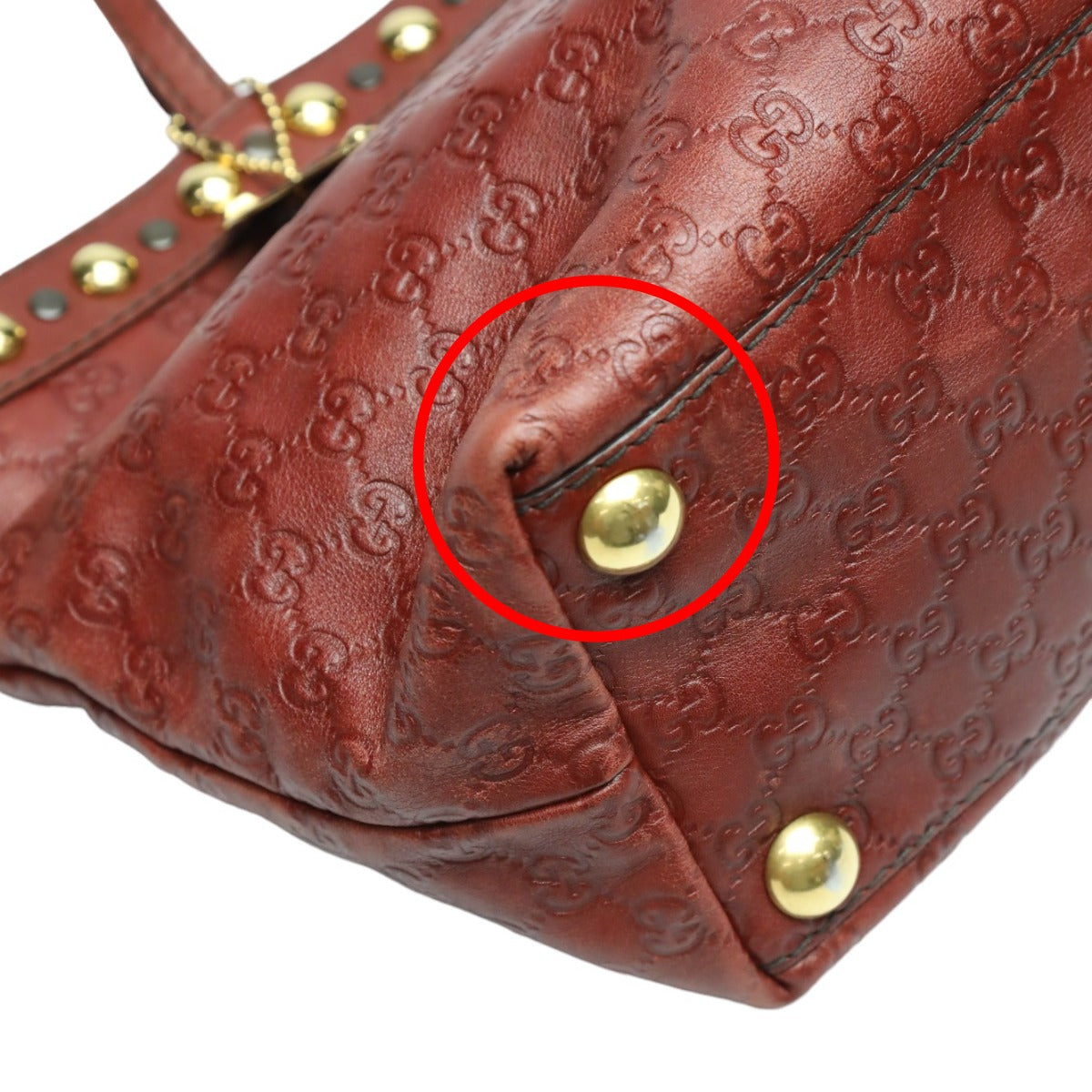 GUCCI Tote Bag 207291 leather Red Handbag Guccisima 207291 Women Used