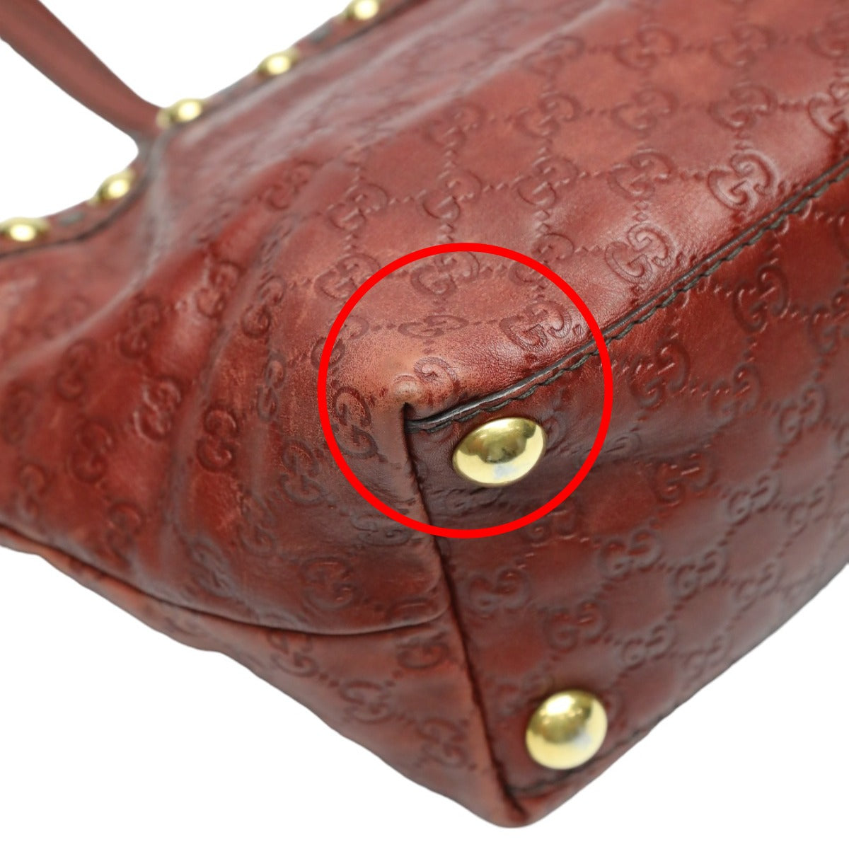 GUCCI Tote Bag 207291 leather Red Handbag Guccisima 207291 Women Used