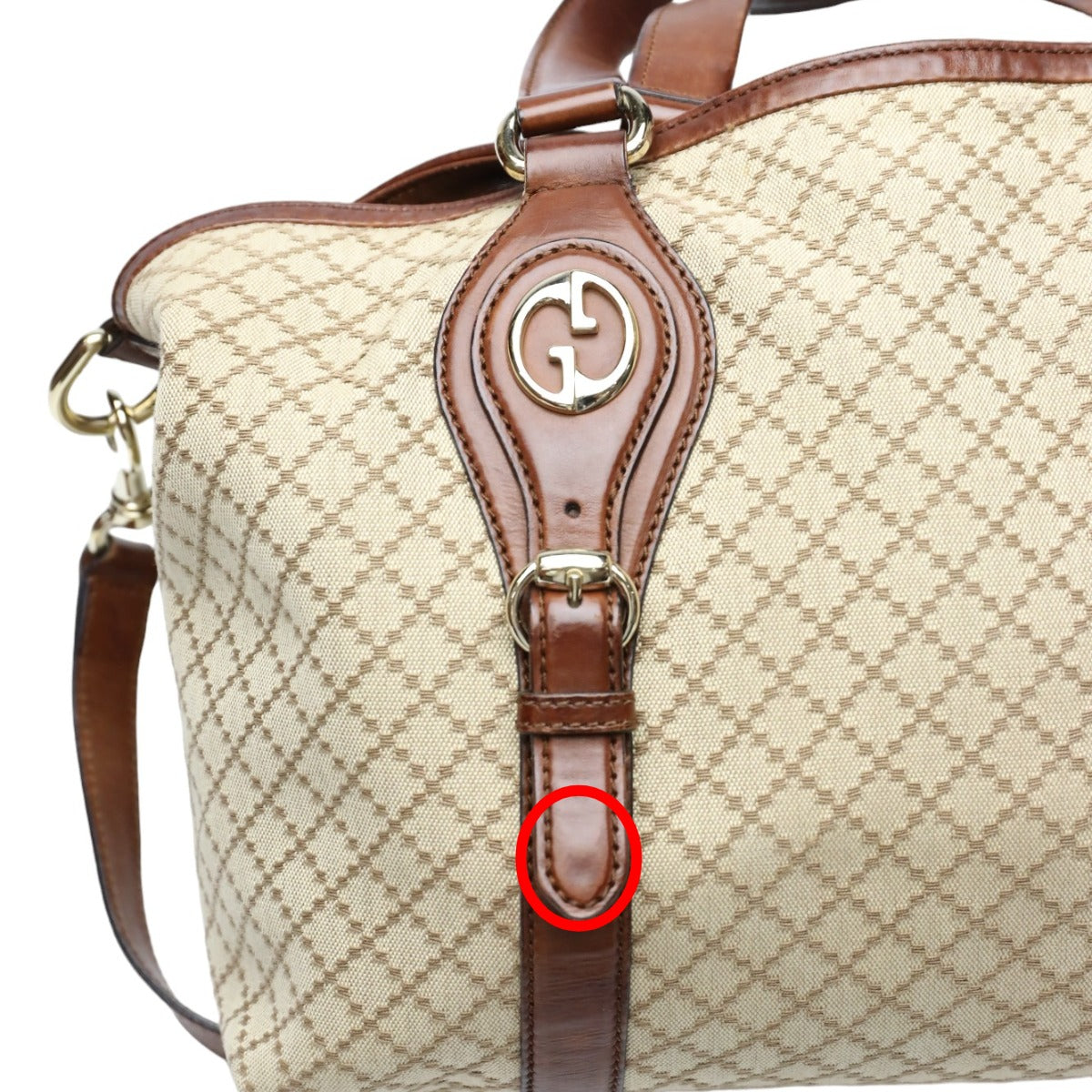 GUCCI Tote Bag 282346 canvas Antique brown 2WAYShoulder Bag Diamante Women Used