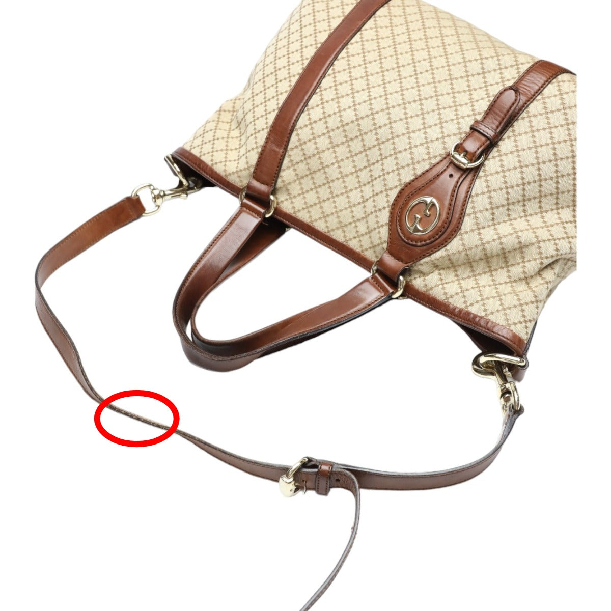 GUCCI Tote Bag 282346 canvas Antique brown 2WAYShoulder Bag Diamante Women Used