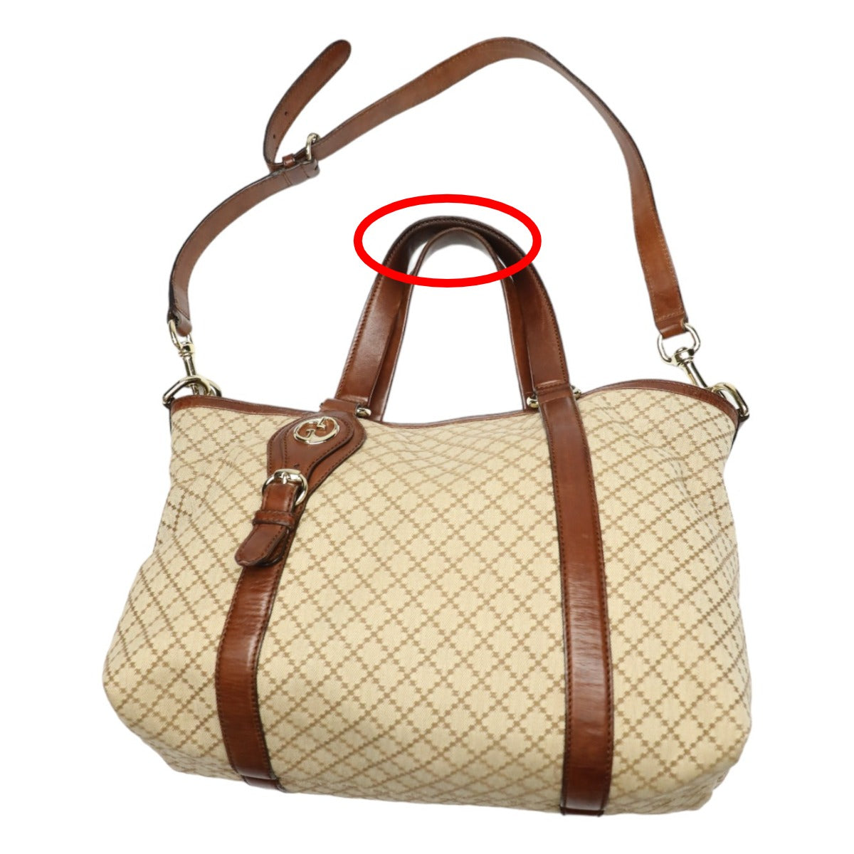 GUCCI Tote Bag 282346 canvas Antique brown 2WAYShoulder Bag Diamante Women Used