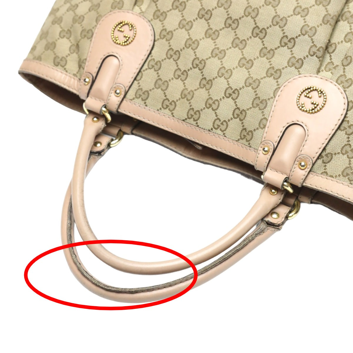 GUCCI Tote Bag 269951 GG canvas, leather beige Handbag GG pattern scarlet Women Used