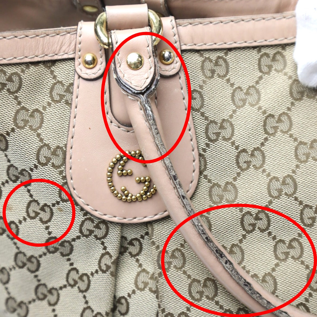 GUCCI Tote Bag 269951 GG canvas, leather beige Handbag GG pattern scarlet Women Used