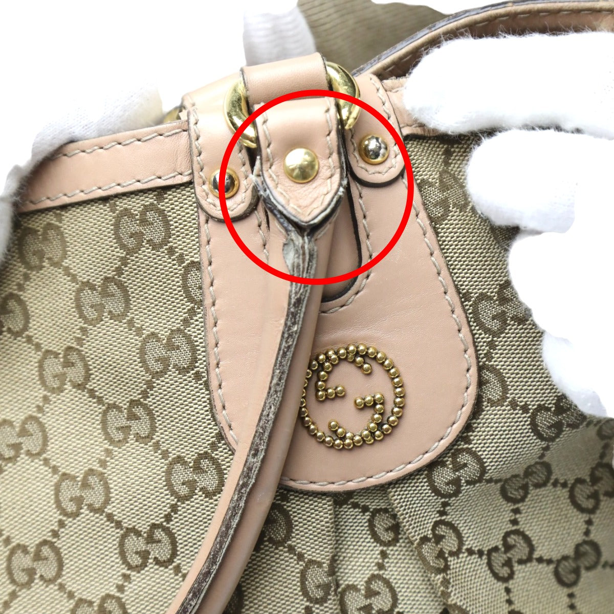 GUCCI Tote Bag 269951 GG canvas, leather beige Handbag GG pattern scarlet Women Used