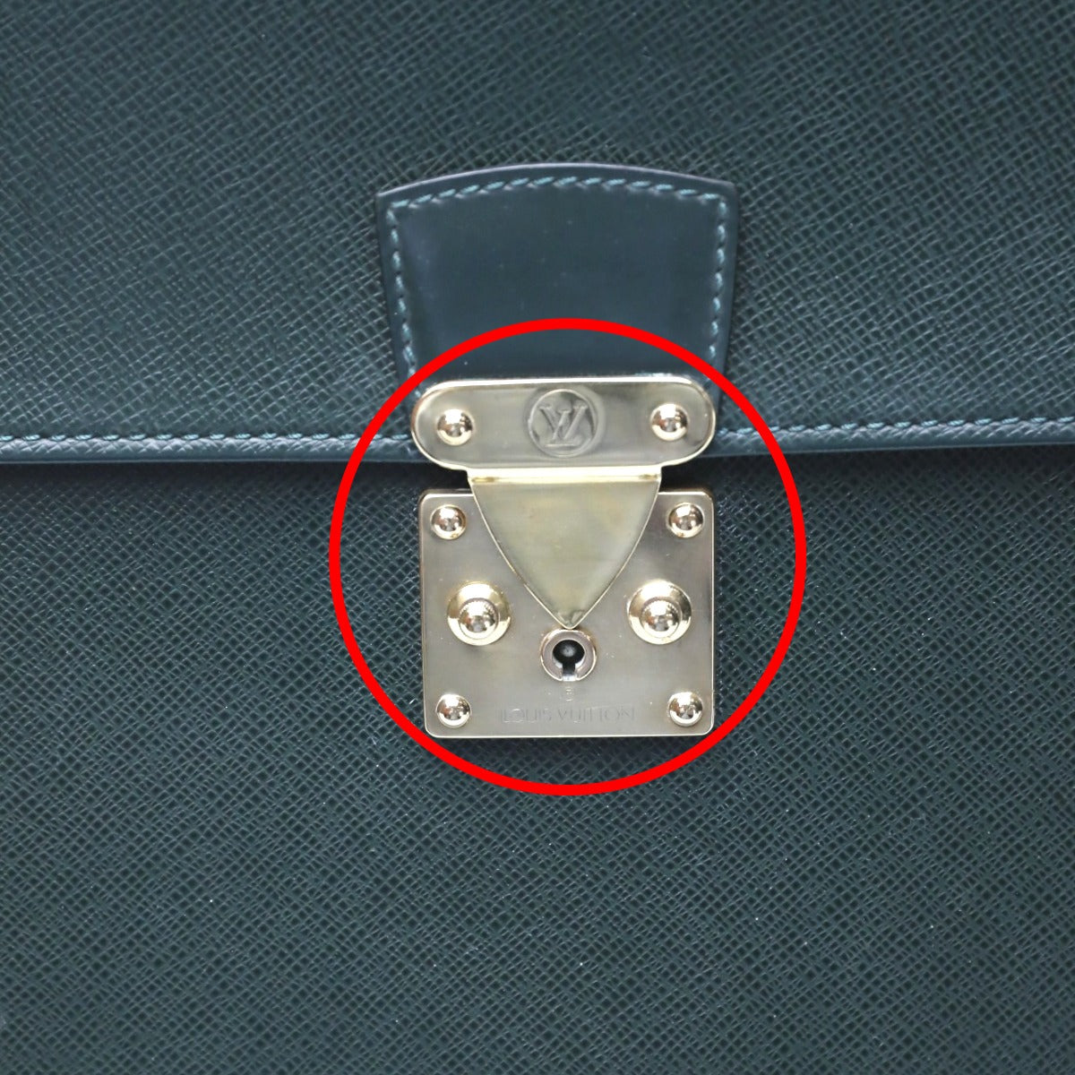LOUIS VUITTON Business bag M30034 leather green Documents bag Epithea Taiga Moskova mens Used