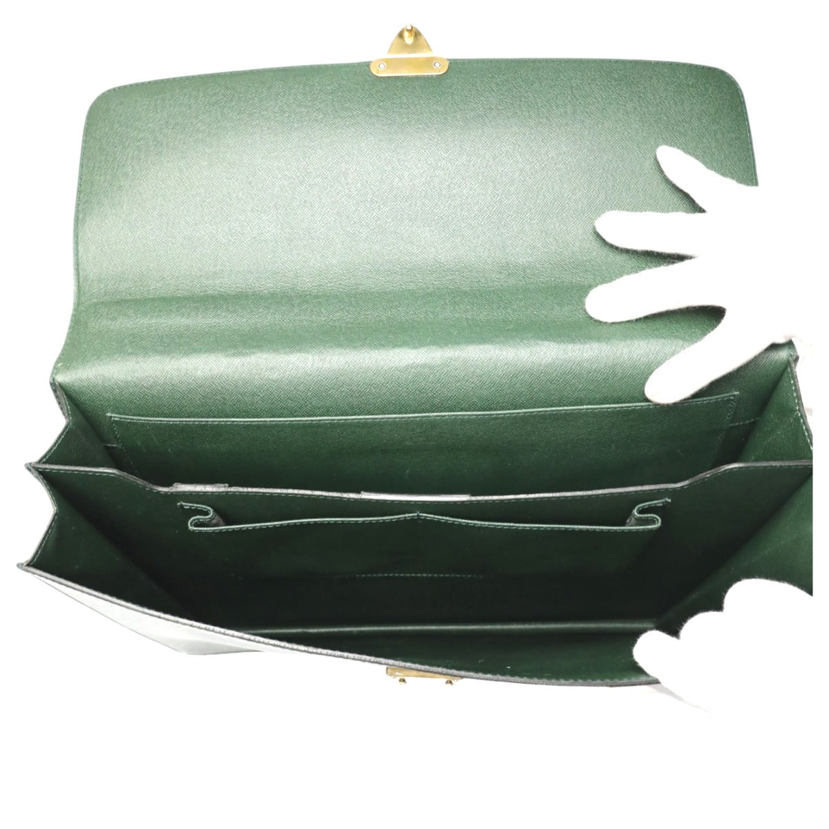 LOUIS VUITTON Business bag M30034 leather green Documents bag Epithea Taiga Moskova mens Used
