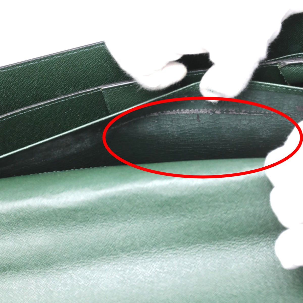 LOUIS VUITTON Business bag M30034 leather green Documents bag Epithea Taiga Moskova mens Used