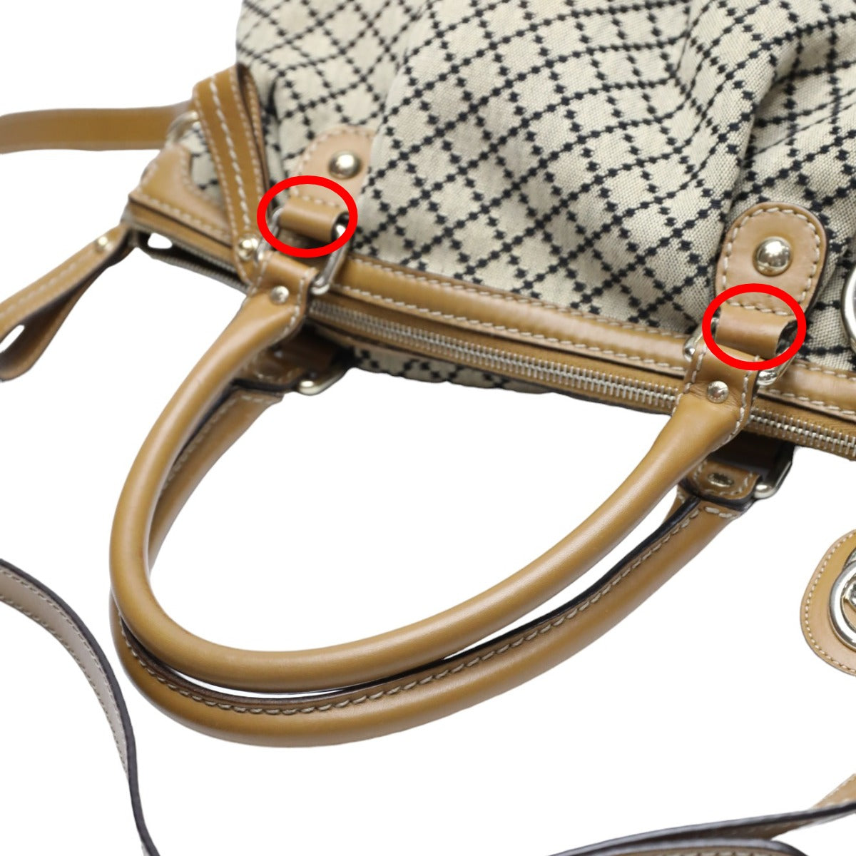 GUCCI Tote Bag 247902 canvas Beige x brown 2WAYShoulder Bag Diamante Women Used