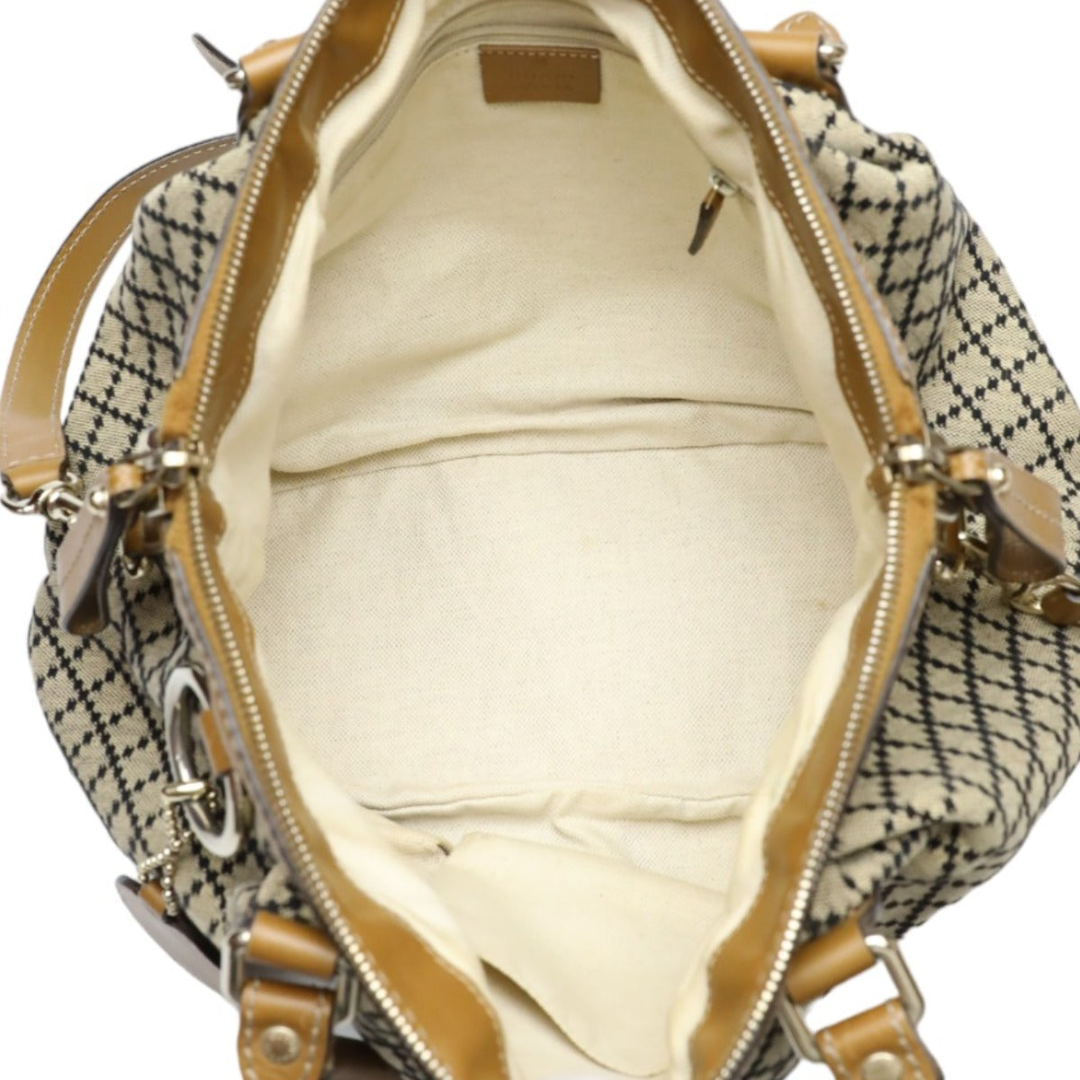 GUCCI Tote Bag 247902 canvas Beige x brown 2WAYShoulder Bag Diamante Women Used