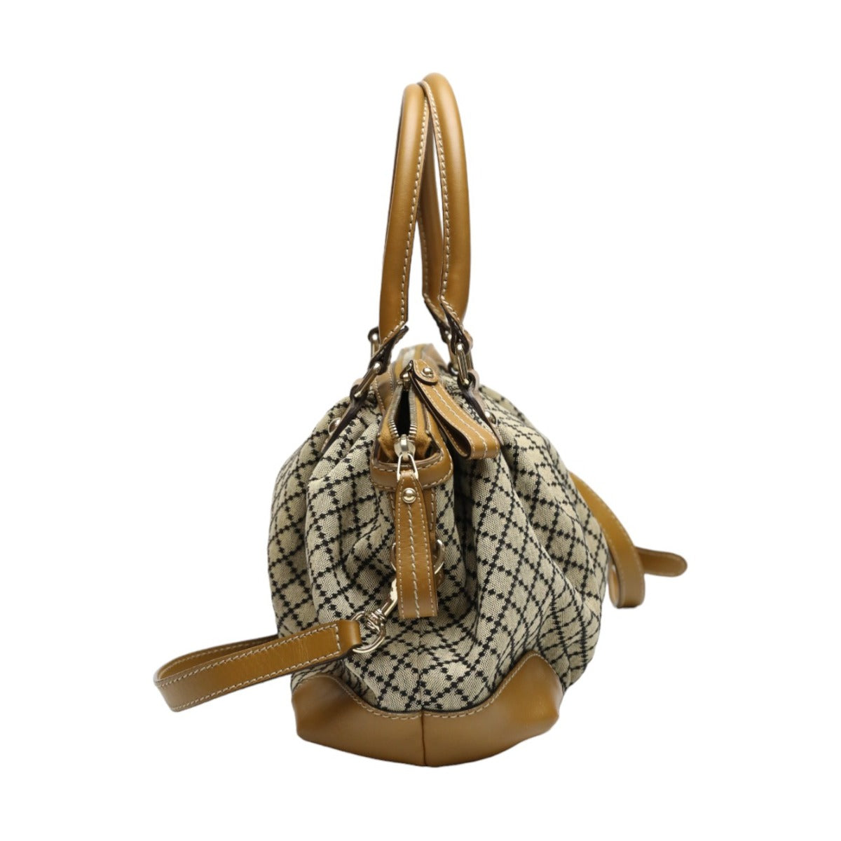 GUCCI Tote Bag 247902 canvas Beige x brown 2WAYShoulder Bag Diamante Women Used