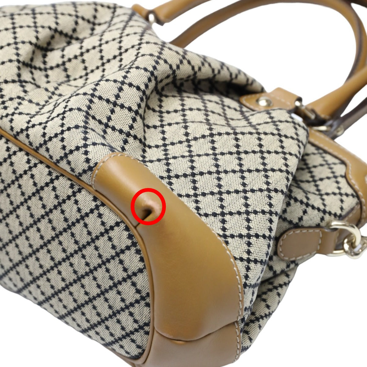 GUCCI Tote Bag 247902 canvas Beige x brown 2WAYShoulder Bag Diamante Women Used