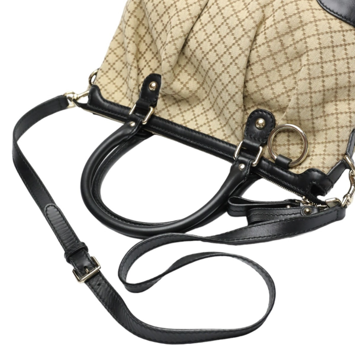 GUCCI Shoulder Bag 247902 canvas Black x beige 2WAYShoulder Bag Diamante Women Used