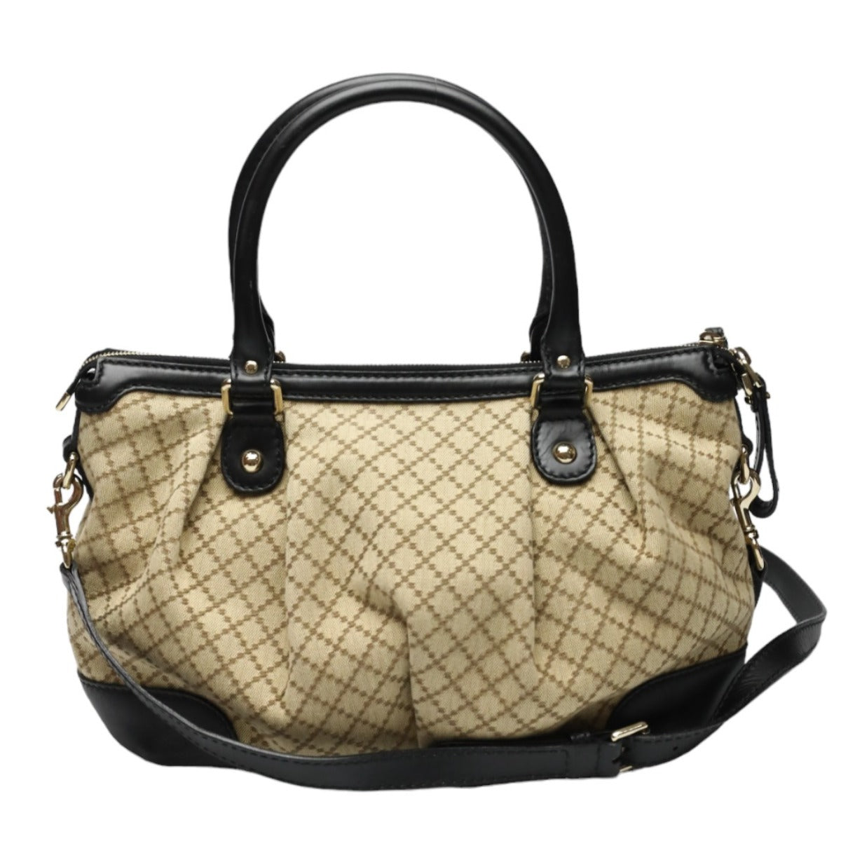 GUCCI Shoulder Bag 247902 canvas Black x beige 2WAYShoulder Bag Diamante Women Used