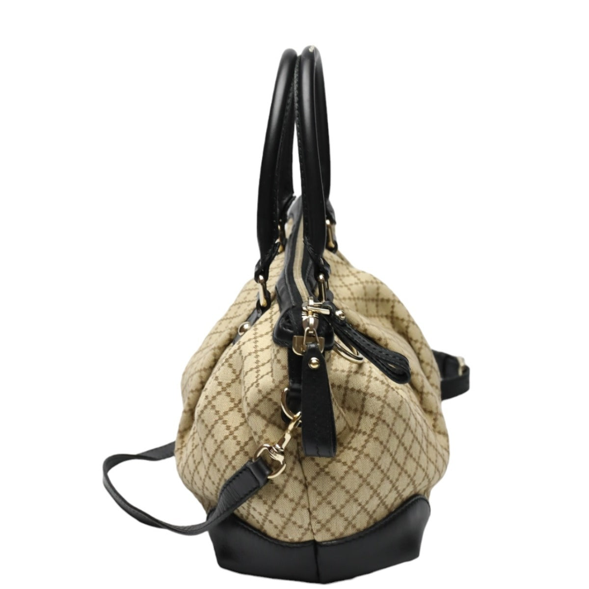 GUCCI Shoulder Bag 247902 canvas Black x beige 2WAYShoulder Bag Diamante Women Used