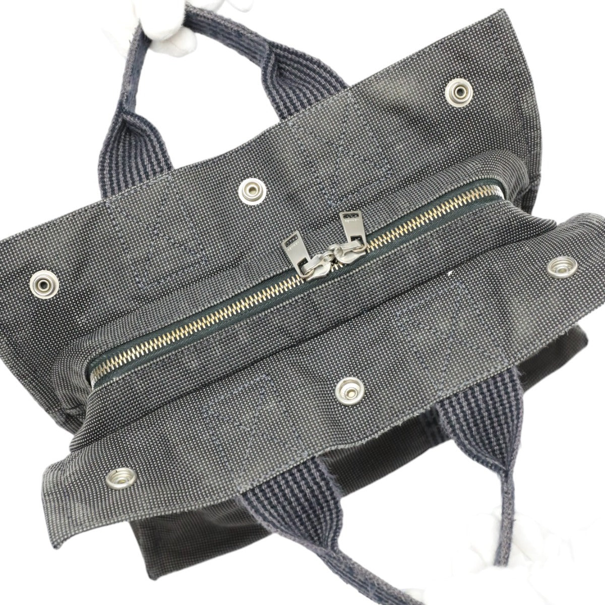 HERMES Handbag canvas gray Handbag Fool Toe PM mens(Unisex) Used