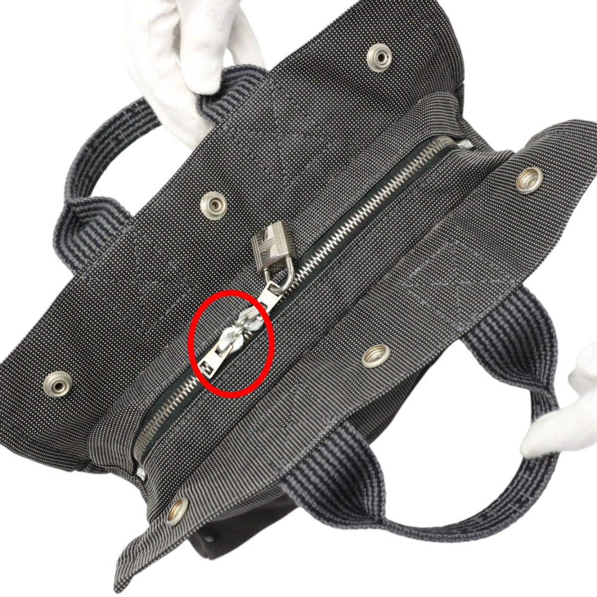 HERMES Handbag canvas gray Handbag Her Line unisex(Unisex) Used