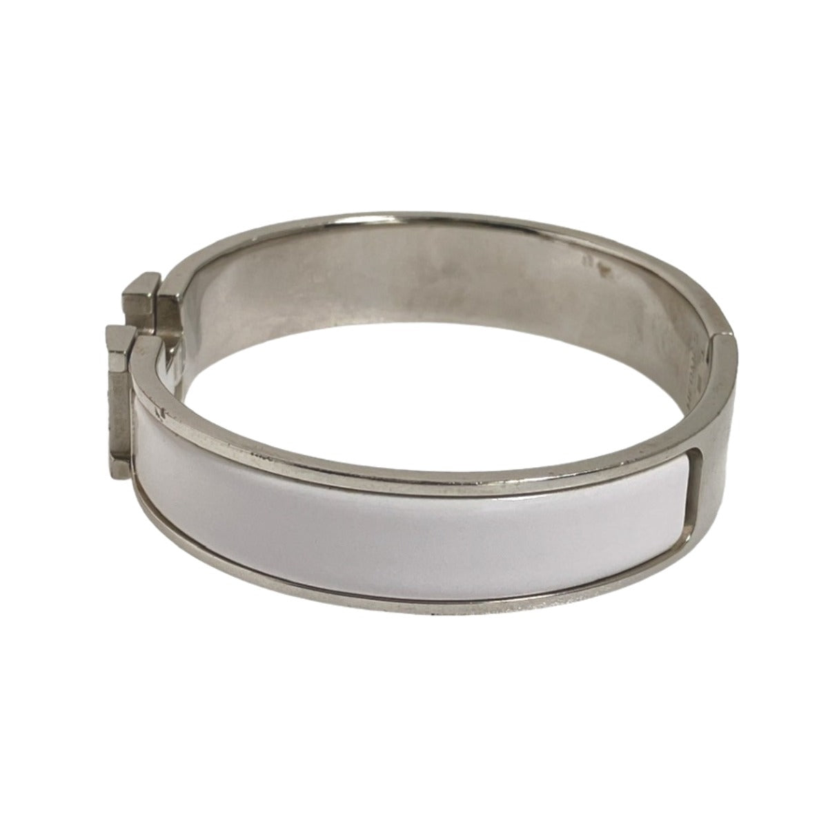 HERMES Bangle Metal, Gold Plated White x silver bracelet Click Clack Stainless Steel Women Used