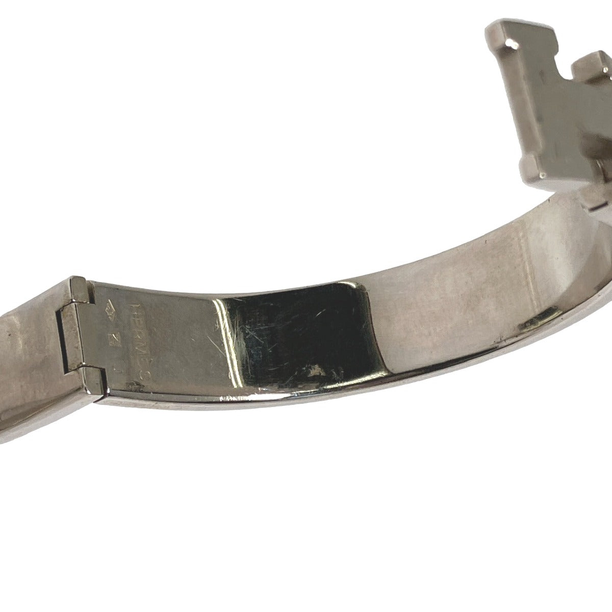 HERMES Bangle Metal, Gold Plated White x silver bracelet Click Clack Stainless Steel Women Used