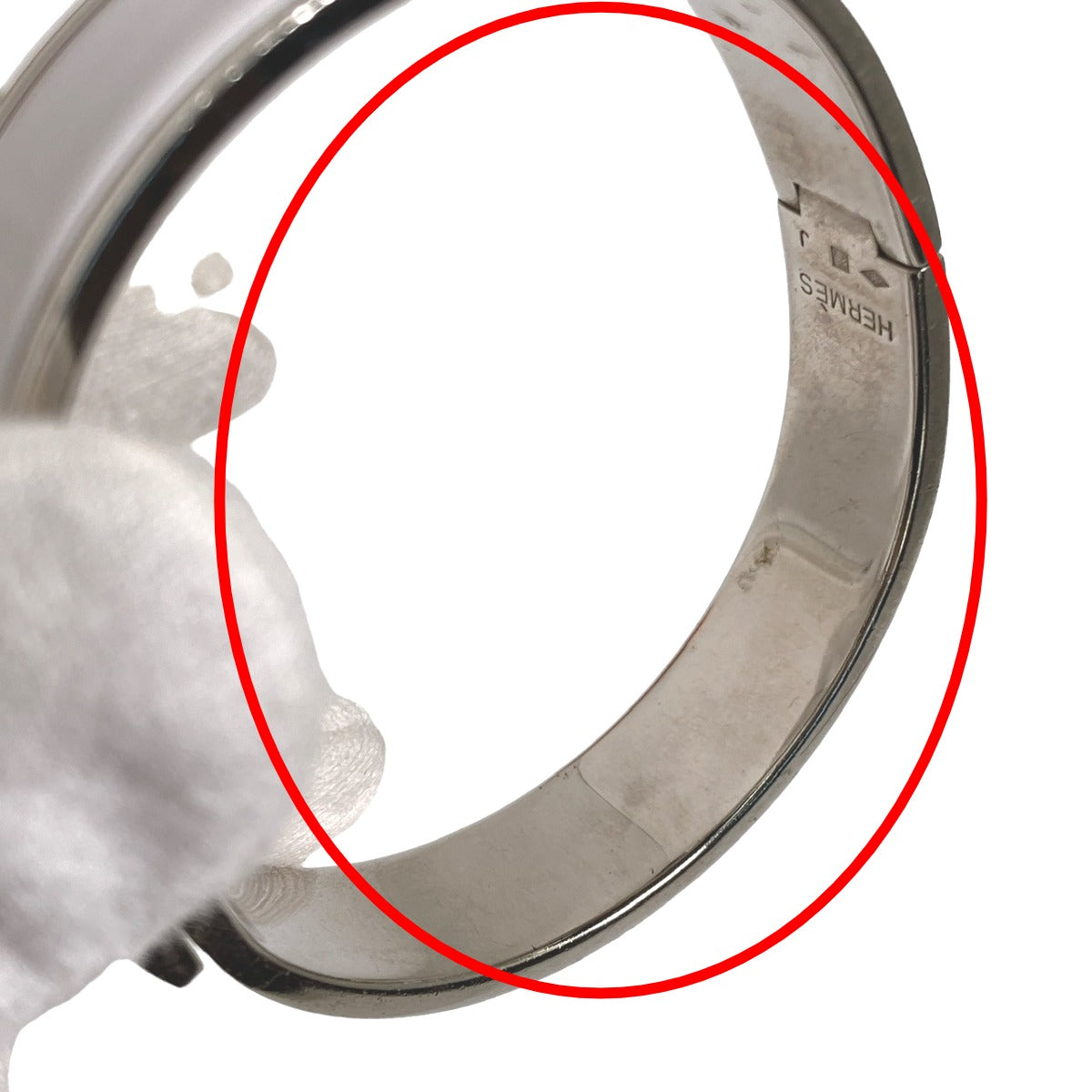 HERMES Bangle Metal, Gold Plated White x silver bracelet Click Clack Stainless Steel Women Used