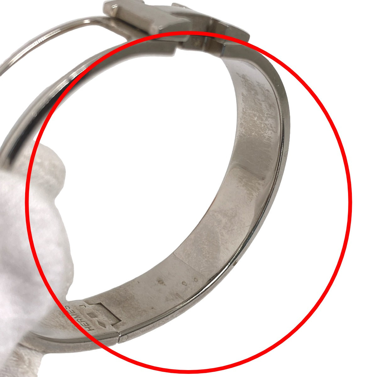 HERMES Bangle Metal, Gold Plated White x silver bracelet Click Clack Stainless Steel Women Used