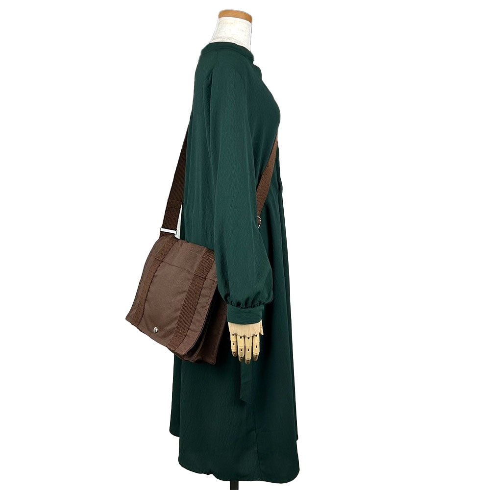 HERMES Shoulder Bag canvas Brown Her Line Bassus PM unisex(Unisex) Used