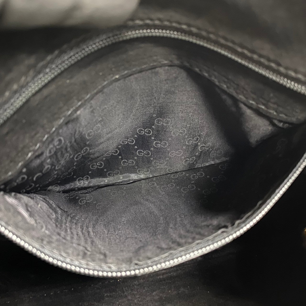 GUCCI Shoulder Bag leather black Sherry line